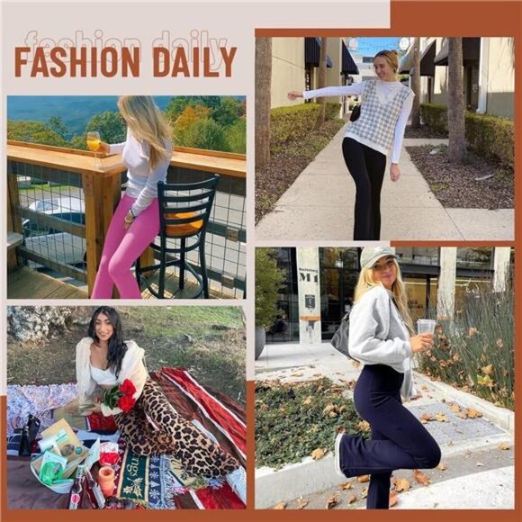 Black Flare Leggings  Crossover Yoga Pants with Pockets Bootcut Flared Leggings - Picture 2 of 6